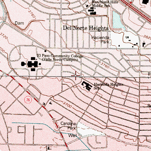 Topographic Map of Hacienda Heights Elementary School, TX