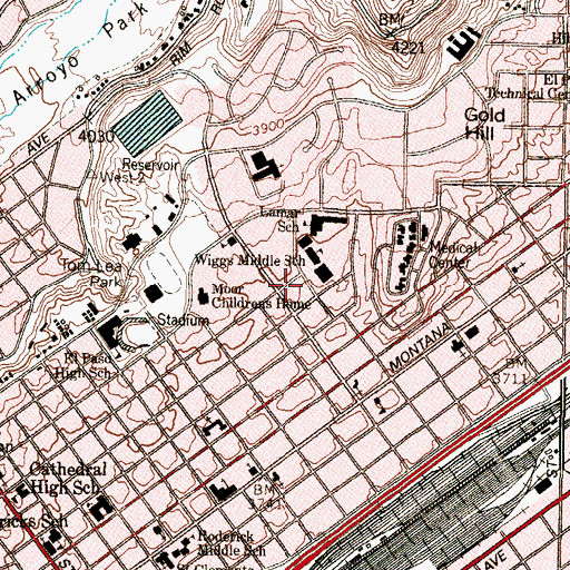 Topographic Map of Harold Wiggs Middle School, TX