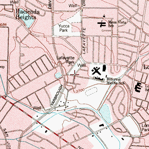 Topographic Map of Hillcrest Middle School, TX