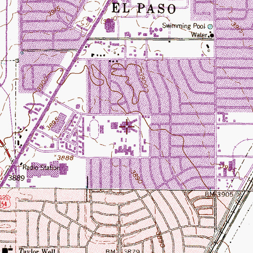 Topographic Map of Irvin High School, TX