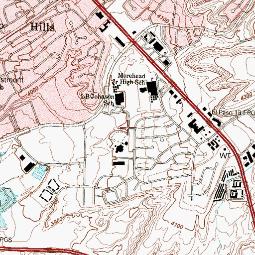 Topographic Map of Johnson Elementary School, TX