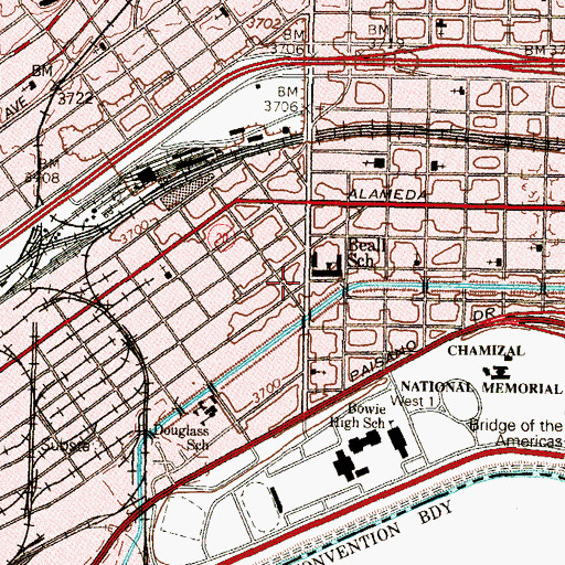 Topographic Map of Beall Elementary School, TX