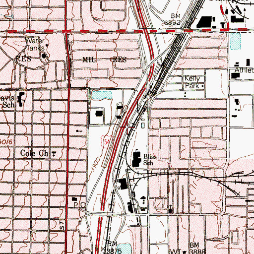 Topographic Map of Bliss Elementary School, TX