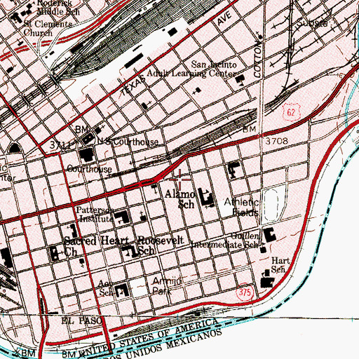 Topographic Map of Alamo Elementary School, TX