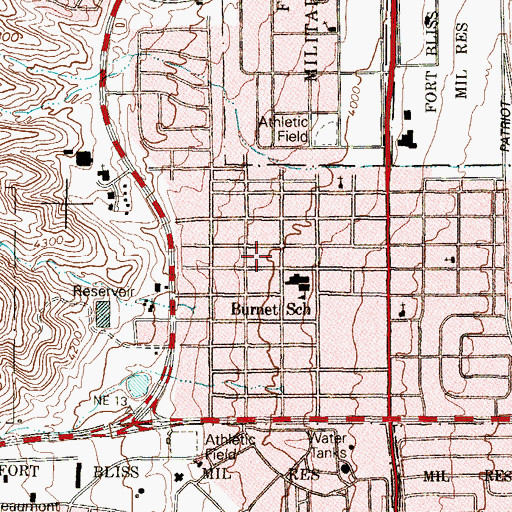 Topographic Map of Burnet Elementary School, TX