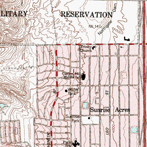Topographic Map of Canyon Hills Middle School, TX