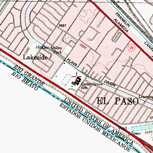 Topographic Map of Cedar Grove Elementary School, TX