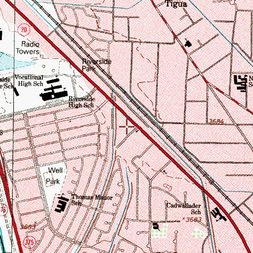 Topographic Map of Cesar Chavez Academy, TX