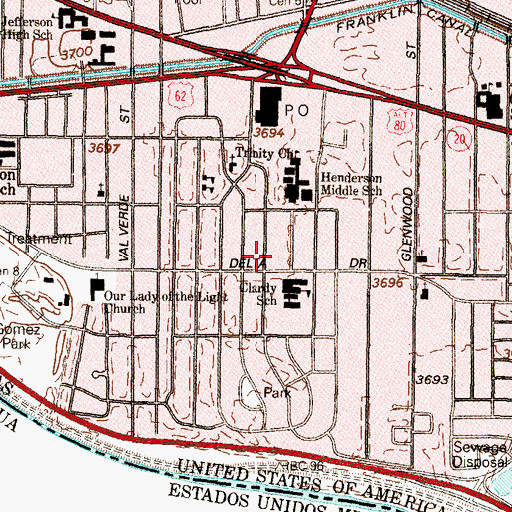 Topographic Map of Clardy Elementary School, TX