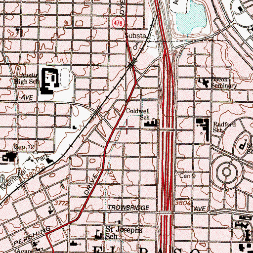 Topographic Map of Coldwell Elementary School, TX