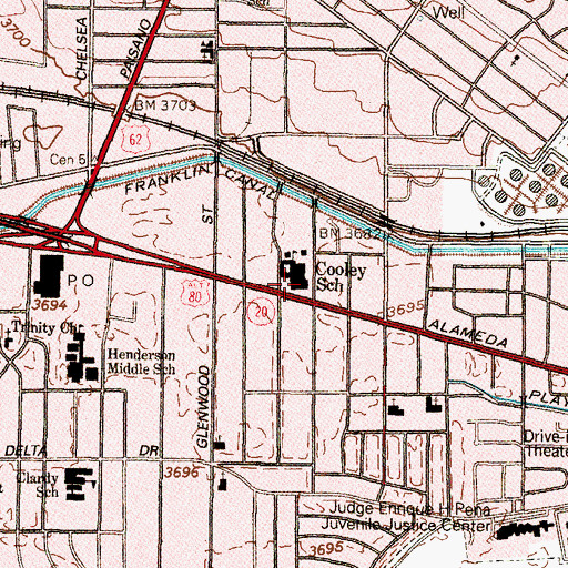 Topographic Map of Cooley Elementary School, TX