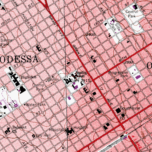 Topographic Map of Austin Elementary School, TX