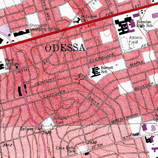 Topographic Map of Burnet Elementary School, TX