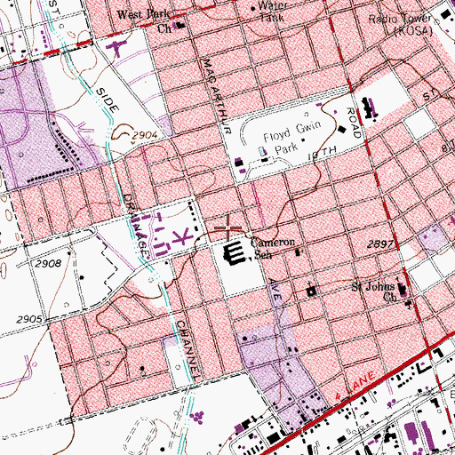Topographic Map of Cameron Elementary School, TX