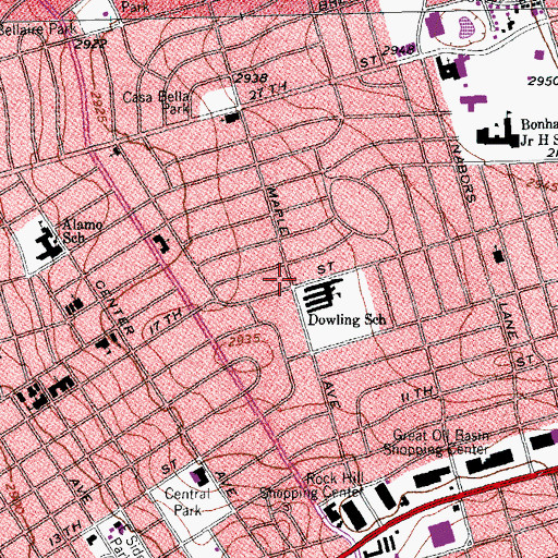 Topographic Map of Dowling Elementary School, TX