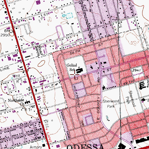 Topographic Map of Goliad Elementary School, TX