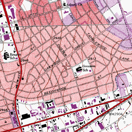 Topographic Map of Gonzales Elementary School, TX