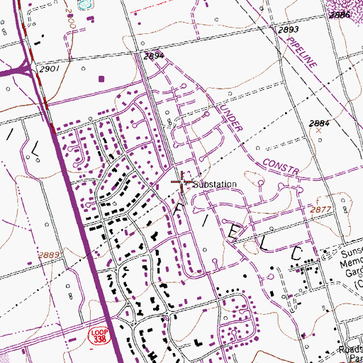 Topographic Map of L B Johnson Elementary School, TX