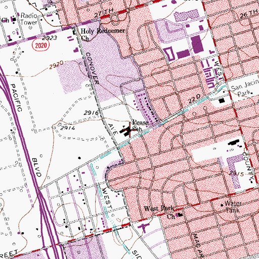 Topographic Map of Pease Elementary School, TX