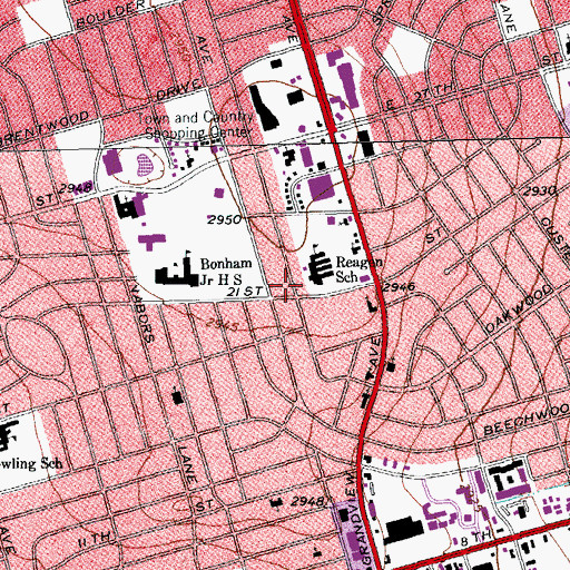 Topographic Map of Reagan Elementary Magnet School, TX