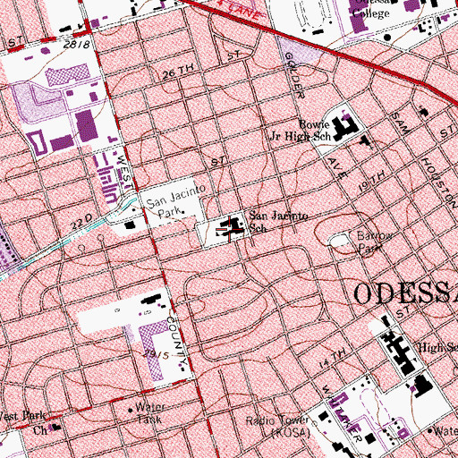 Topographic Map of San Jacinto Elementary School, TX