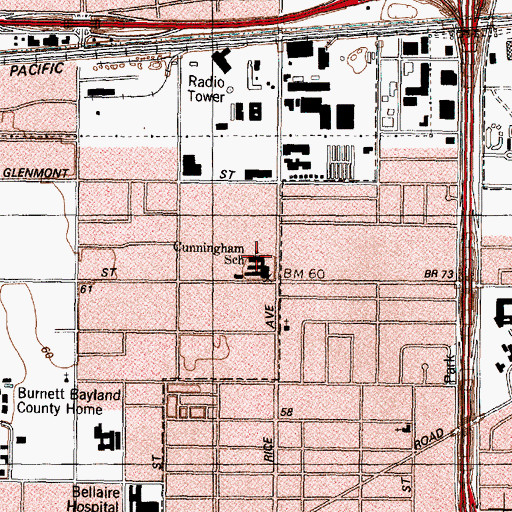 Topographic Map of Cunningham Elementary School, TX