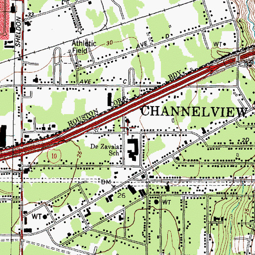 Topographic Map of De Zavala Elementary School, TX