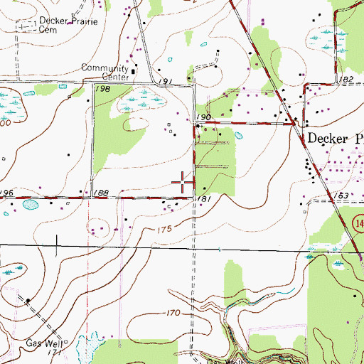 Topographic Map of Decker Prairie Elementary School, TX