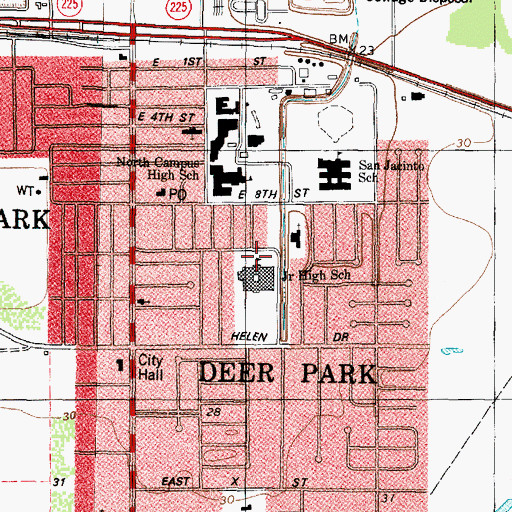 Topographic Map of Deer Park Junior High School, TX