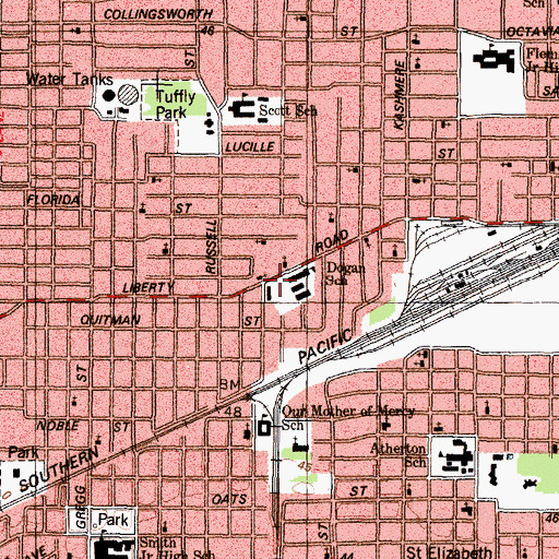 Topographic Map of Dogan Elementary School, TX