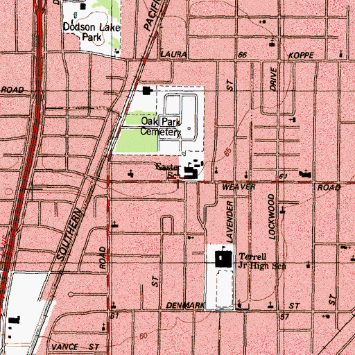 Topographic Map of Easter Elementary School, TX