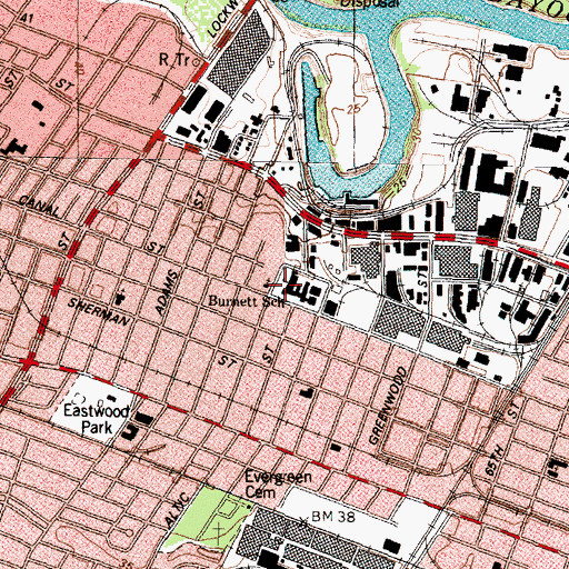 Topographic Map of Burnet Elementary School, TX