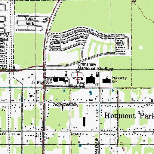 Topographic Map of C E King High School, TX