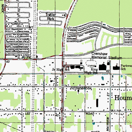 Topographic Map of C E King Middle School, TX