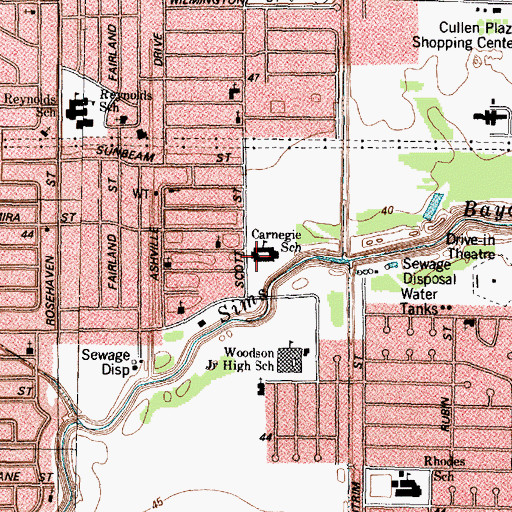 Topographic Map of Carnegie Elementary School, TX