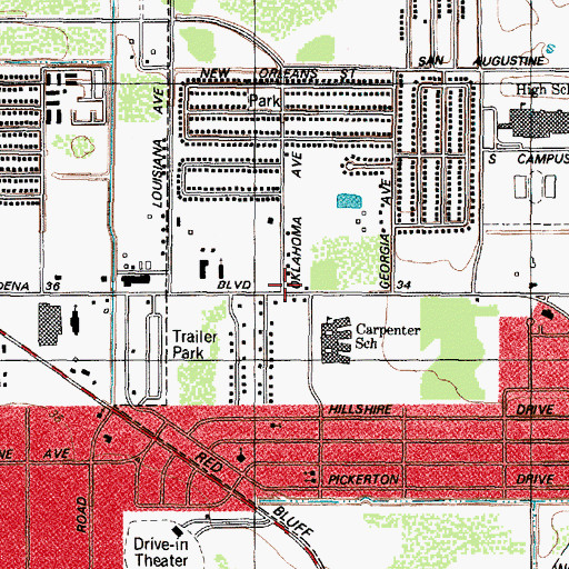 Topographic Map of Carpenter Elementary School, TX