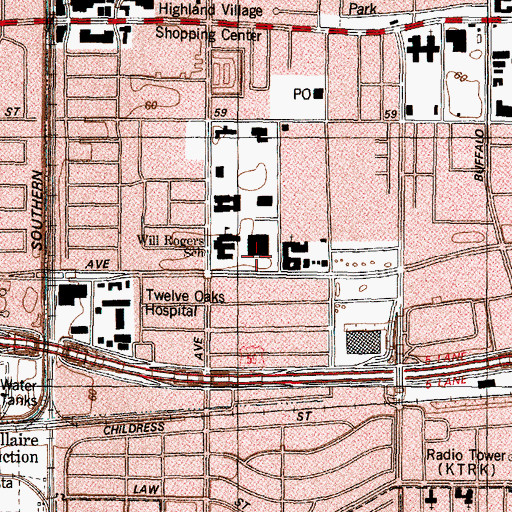 Topographic Map of Carrington Academy High School, TX