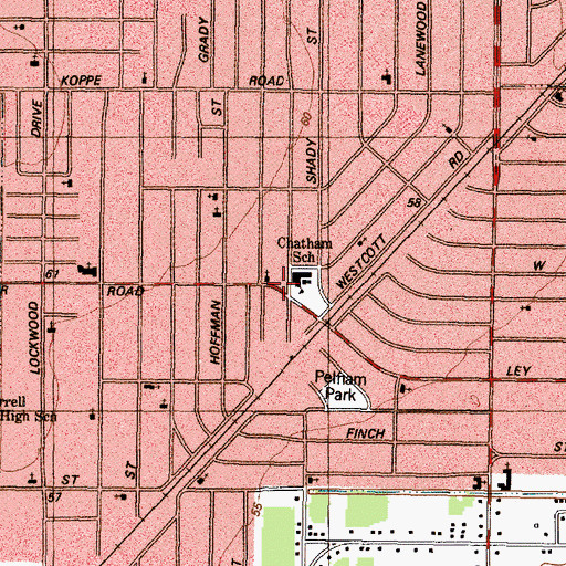 Topographic Map of Chatham Elementary School, TX