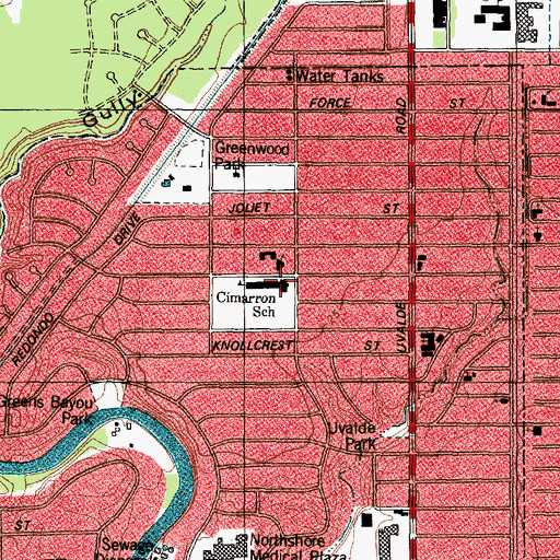 Topographic Map of Cimarron Elementary School, TX