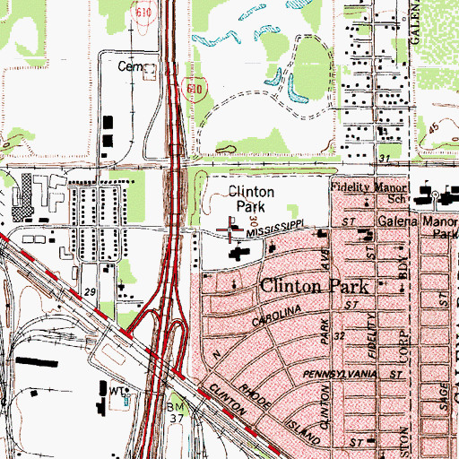 Topographic Map of Clinton Park Elementary School, TX