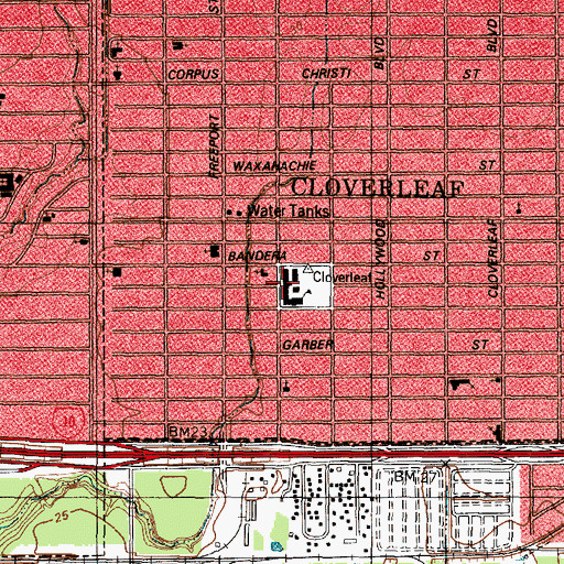 Topographic Map of Cloverleaf Elementary School, TX