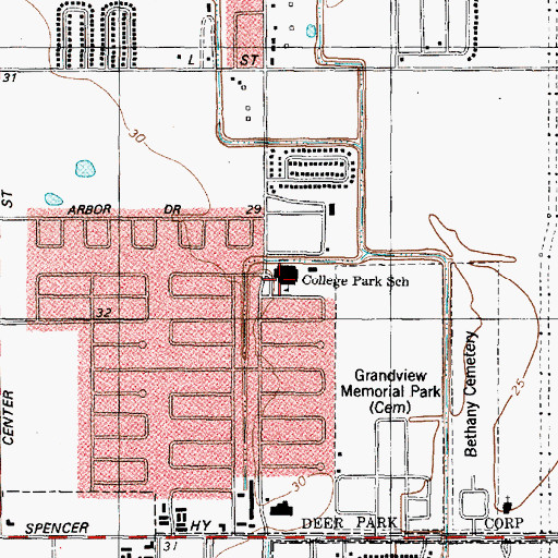 Topographic Map of College Park Elementary School, TX