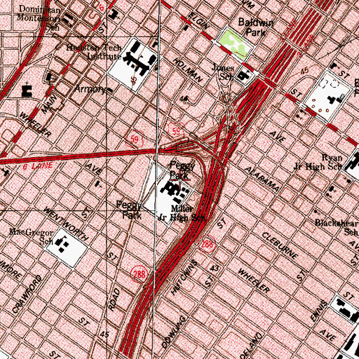 Topographic Map of Contemporary Learning Center High School, TX