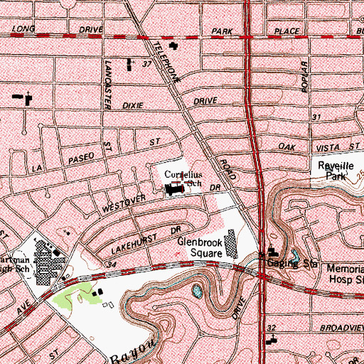 Topographic Map of Cornelius Elementary School, TX