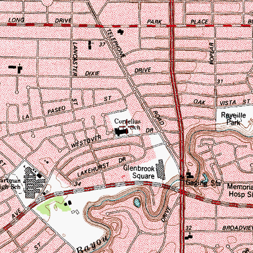 Topographic Map of Cornelius Elementary School, TX