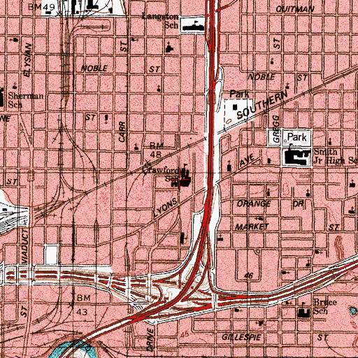 Topographic Map of Crawford Elementary School, TX
