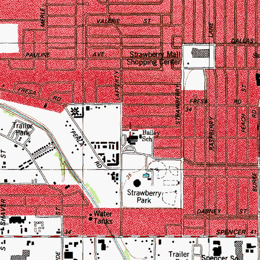 Topographic Map of Bailey Elementary School, TX