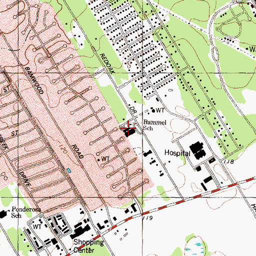 Topographic Map of Bammel Elementary School, TX