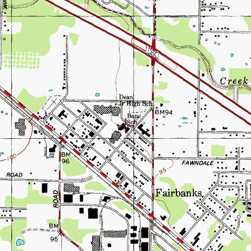 Topographic Map of Bane Elementary School, TX