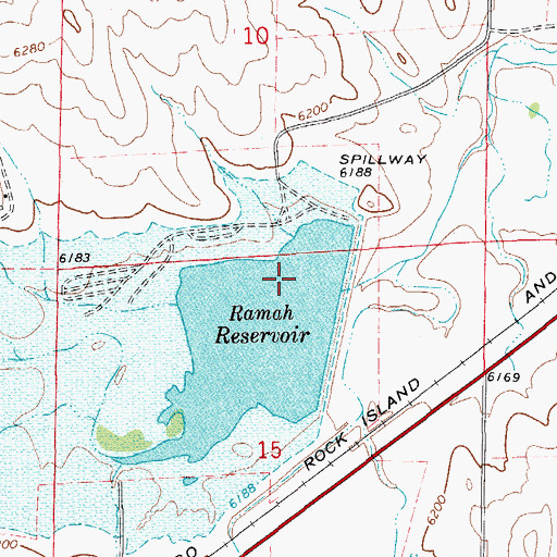 Topographic Map of Ramah Detention Recreation Dam, CO